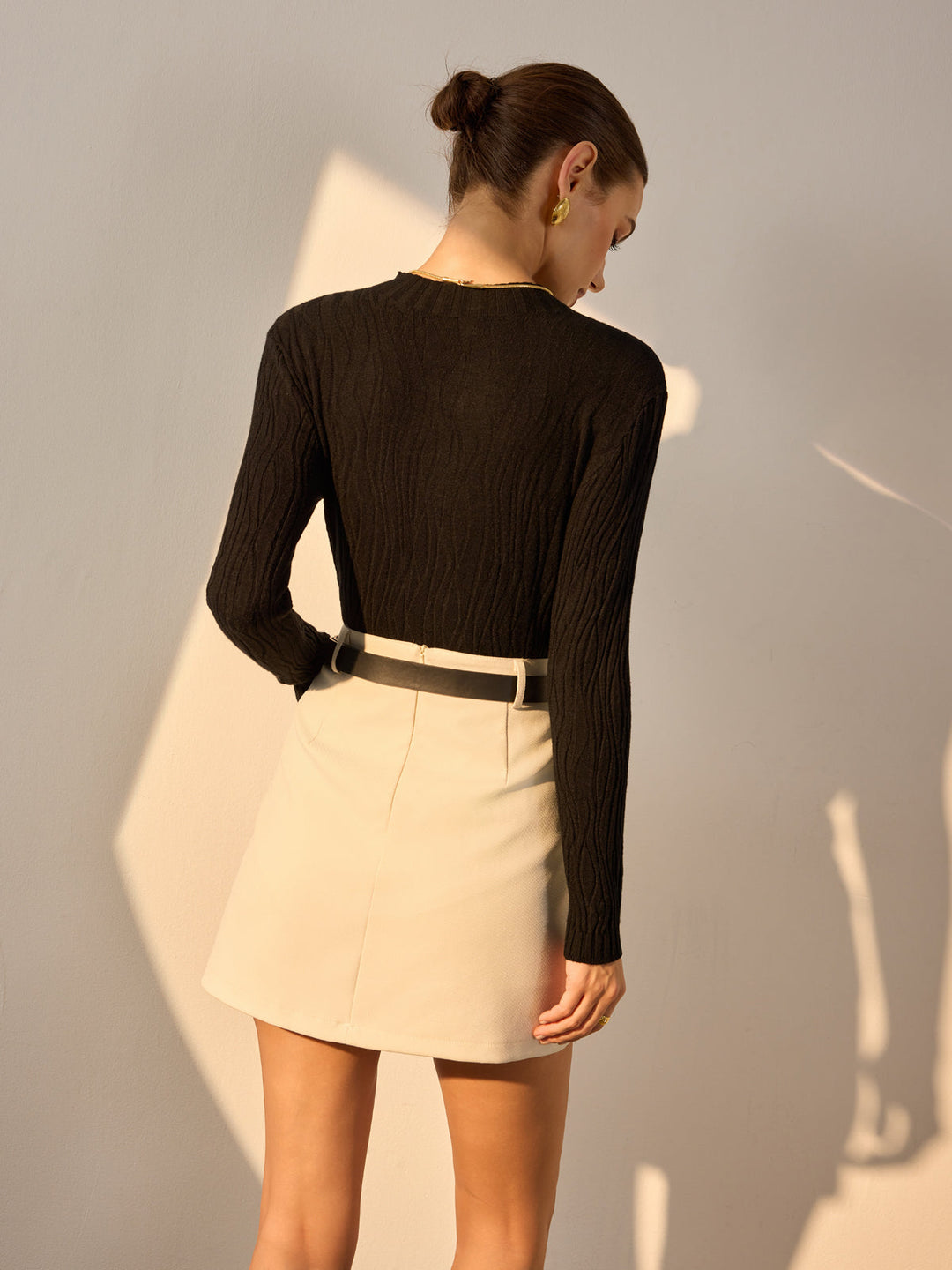 Minimalist Slim Plisse Knit Top  Liora Lane Boutique Knit Tops