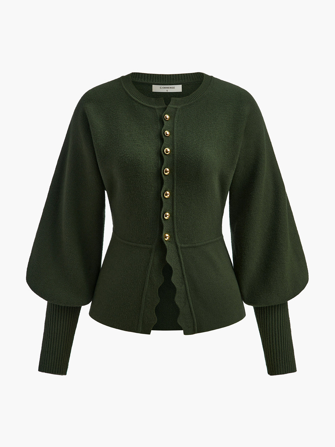 Leg-Of Mutton Sleeve Wave Trim Knit Top  Liora Lane Boutique Knit Tops