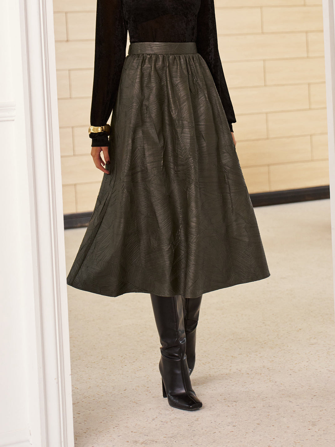 Retro Faux Leather Skirt Without Belt  Liora Lane Boutique Skirts