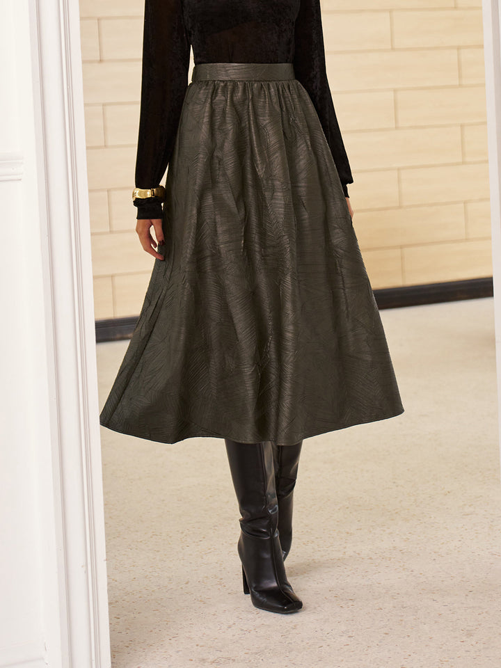Retro Faux Leather Skirt Without Belt  Liora Lane Boutique Skirts