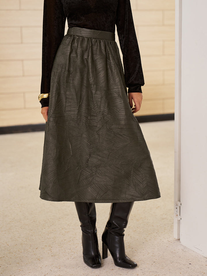 Retro Faux Leather Skirt Without Belt  Liora Lane Boutique Skirts