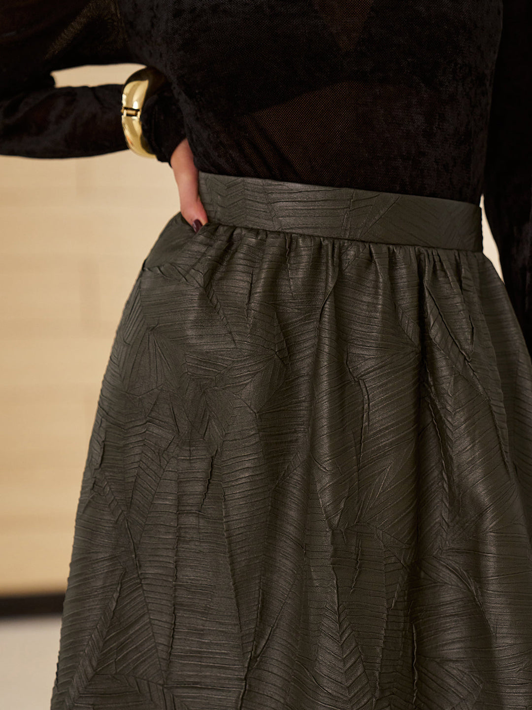 Retro Faux Leather Skirt Without Belt  Liora Lane Boutique Skirts