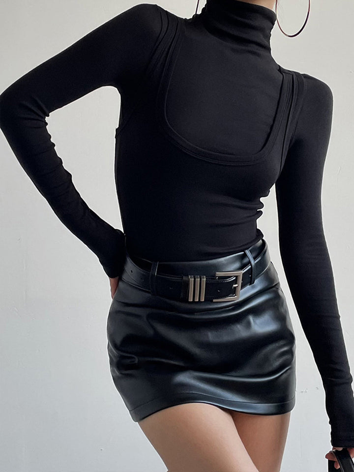 2 in 1 Mock Neck Jersey Top  Liora Lane Boutique T-Shirts