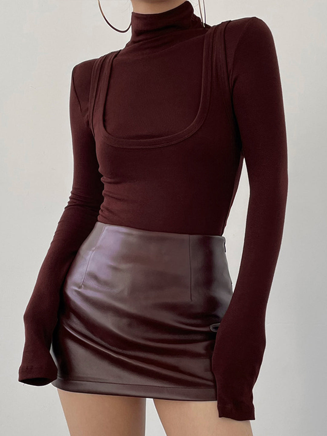 2 in 1 Mock Neck Jersey Top  Liora Lane Boutique T-Shirts