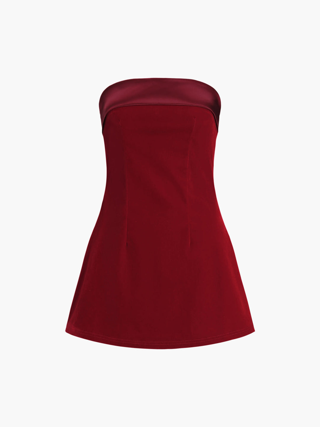 Satin Velvet Strapless Short Dress  Liora Lane Boutique Dresses Red / XL 26.00