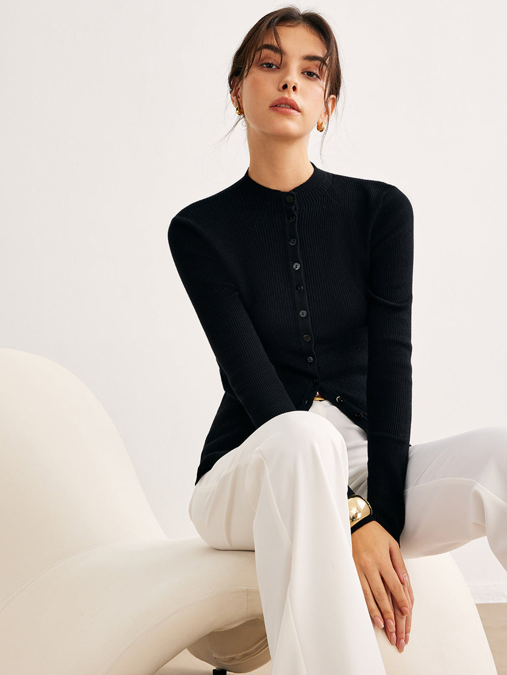 Button Down Skinny Knit Top  Liora Lane Boutique Knit Tops