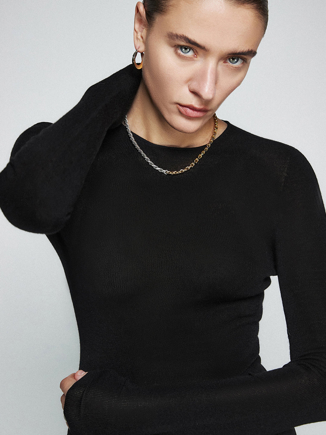 Wool-Blend Minimalist Skinny Knit Top  Liora Lane Boutique Knit Tops