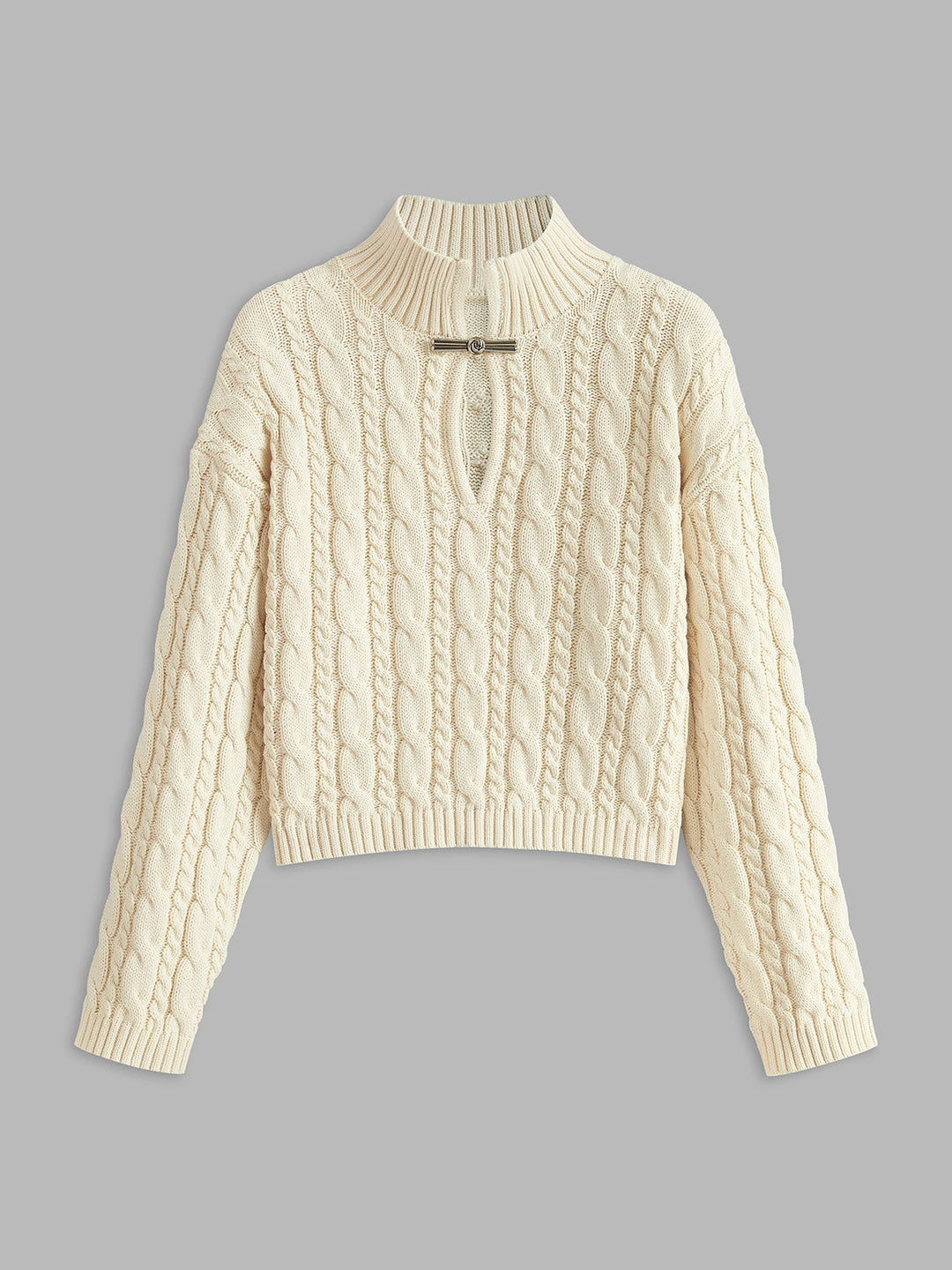 Cotton Keyhole Neckline Knit Top  Liora Lane Boutique Knit Tops Off-White / XL 56.00