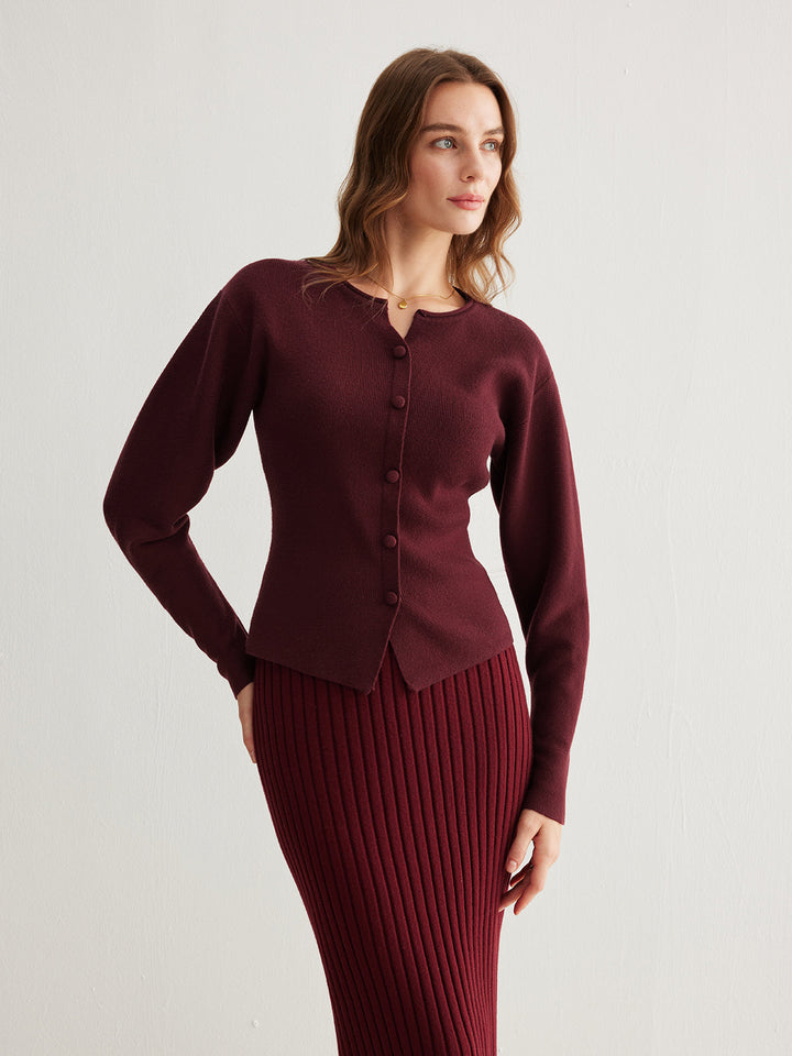 Ribbed Button Slit Sweater  Liora Lane Boutique Sweaters