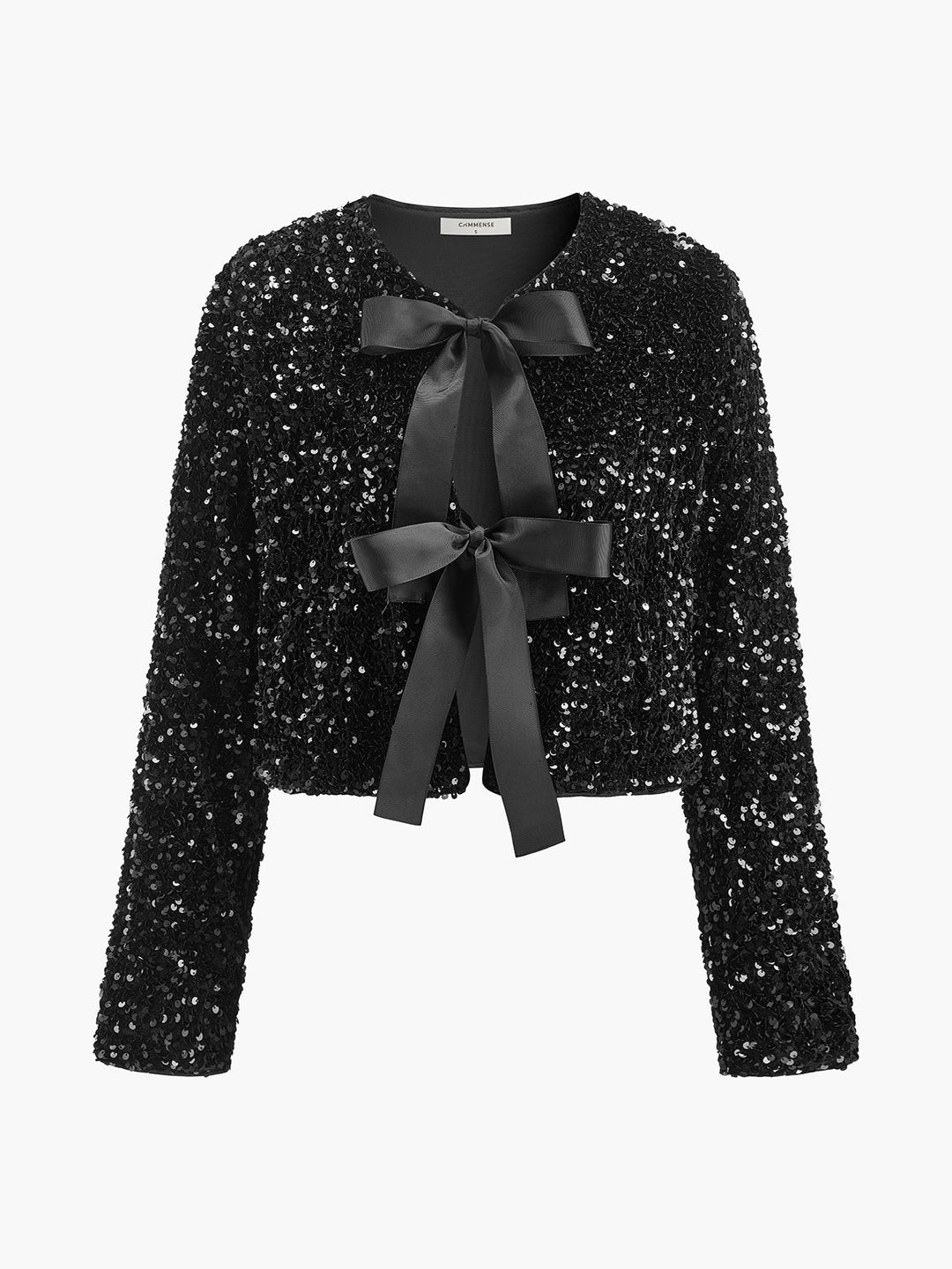 Sequins Velvet Bow Blazer  Liora Lane Boutique Blazers Black / XL 111.00