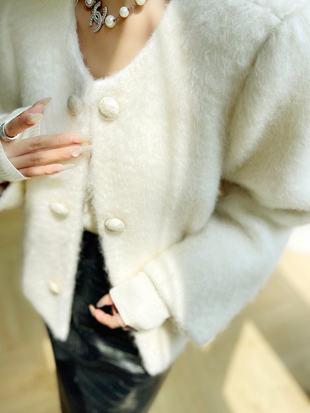 Fuzzy Button Short Wool Coat  Liora Lane Boutique Wool Coats