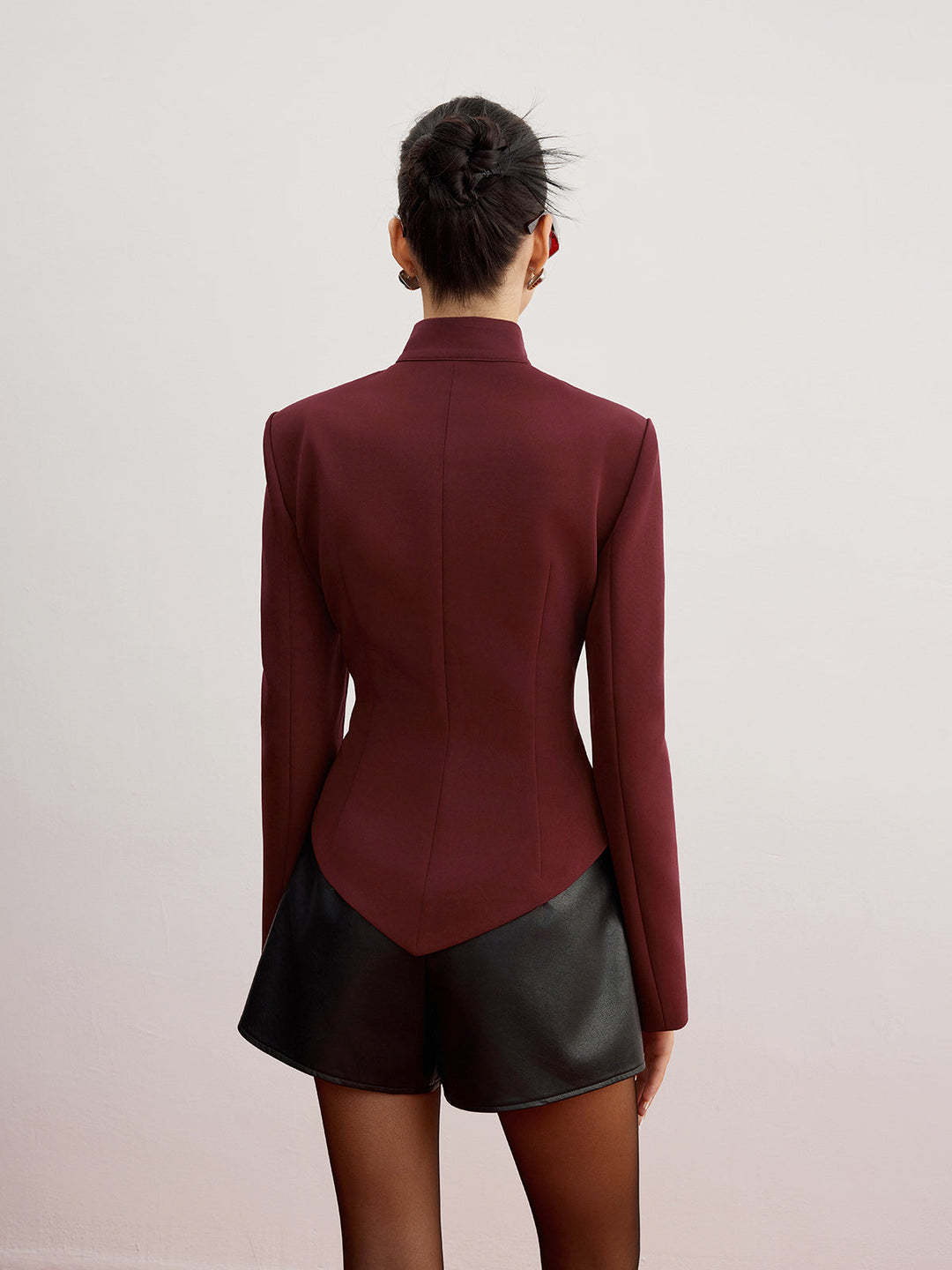 Cutout Slim Blazer With Shoulder Pads  Liora Lane Boutique Blazers