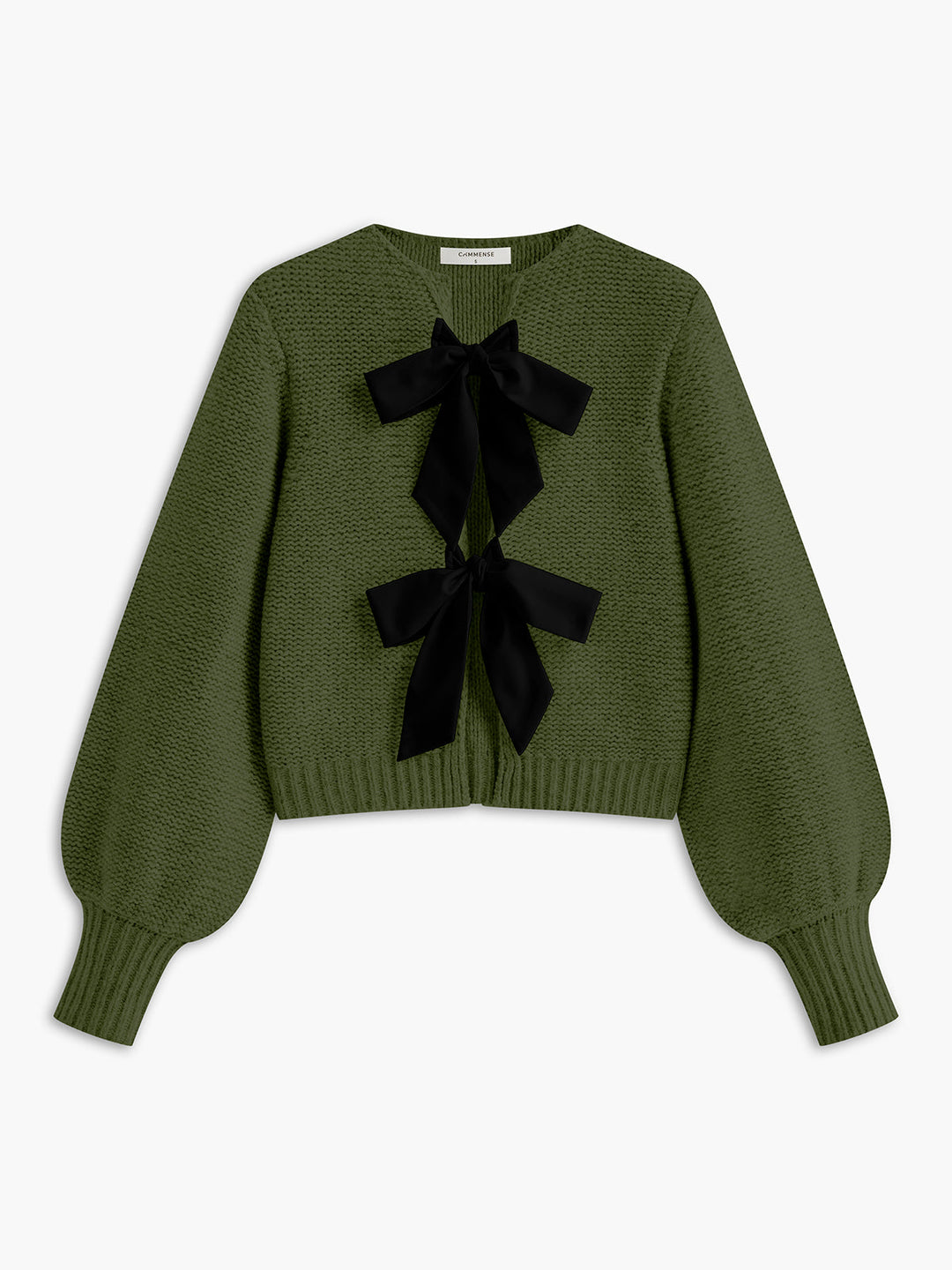 Crew Neck Bow Knit Top  Liora Lane Boutique Knit Tops Green / XL 45.00