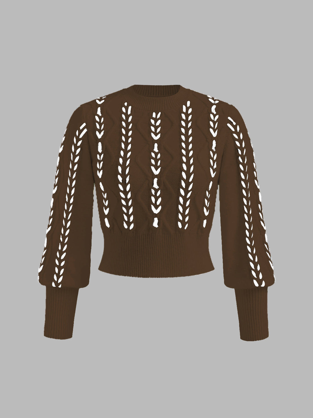 Contrast Binding Cinched Sweater  Liora Lane Boutique Sweaters Brown / XL 49.00