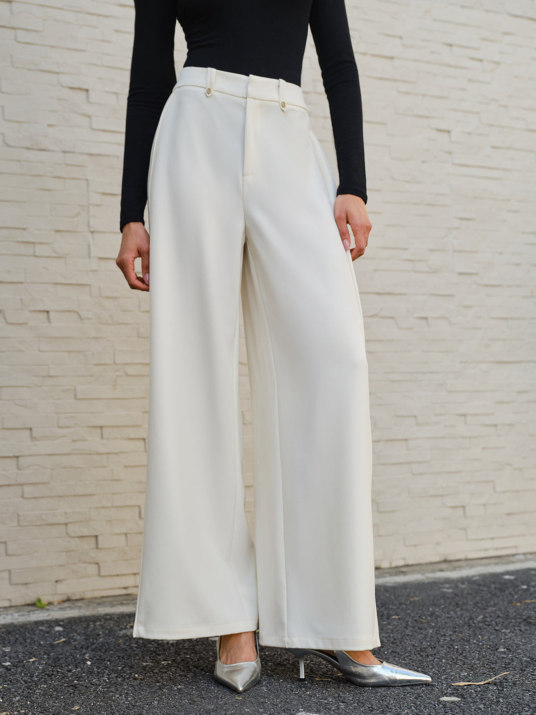 Side Pleated Wide-Leg Pants  Liora Lane Boutique Pants