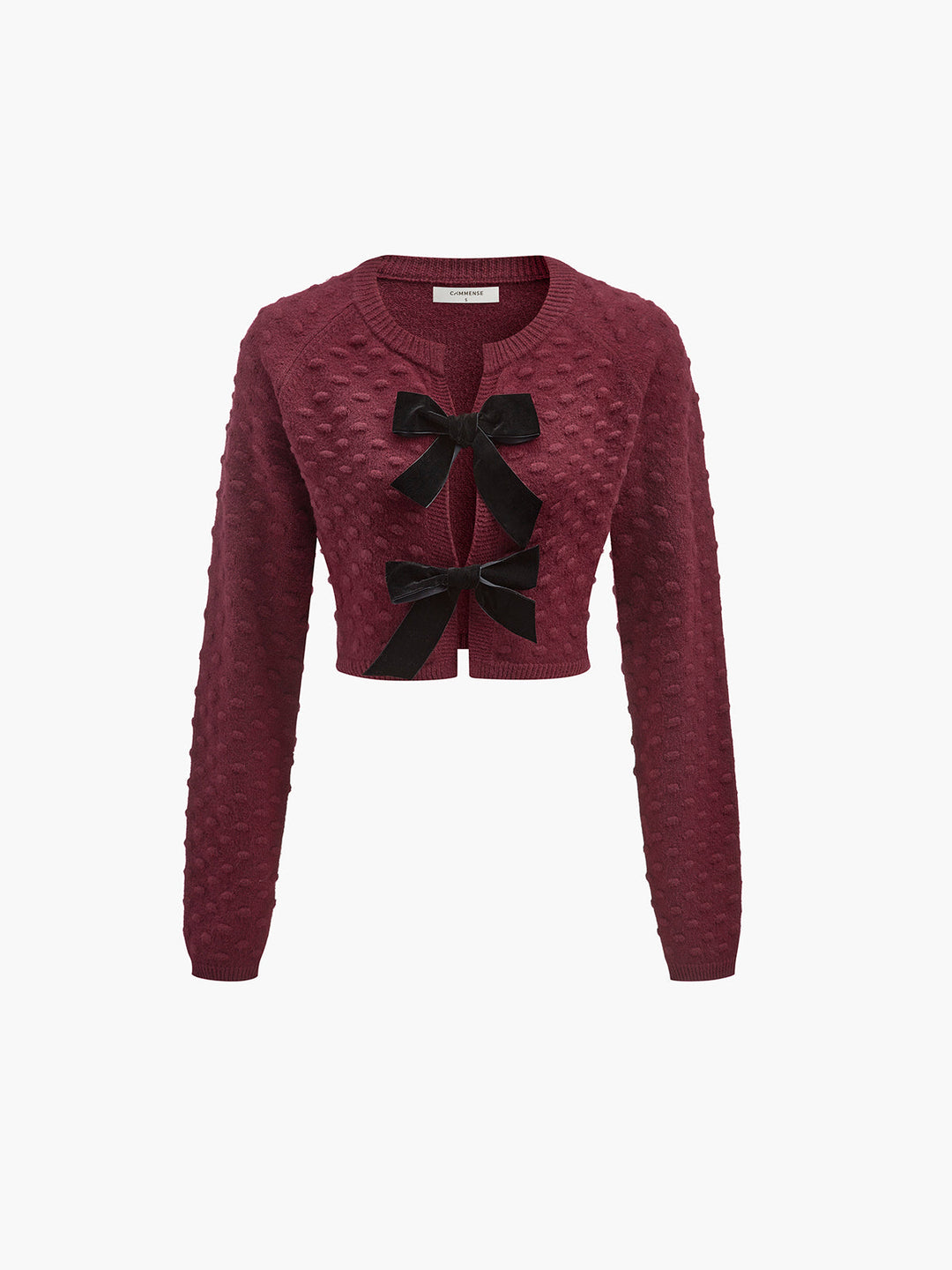 Bow Knotted Cozy Crop Knit Top  Liora Lane Boutique Knit Tops Burgundy / XL 38.00