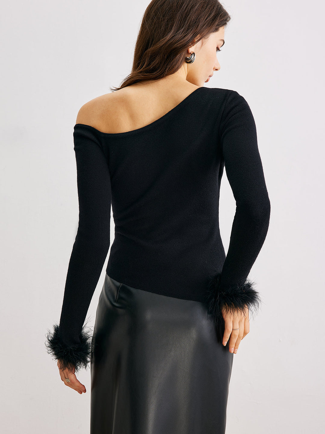 Cashmere Asymmetrical Neck Slim Sweater  Liora Lane Boutique Sweaters