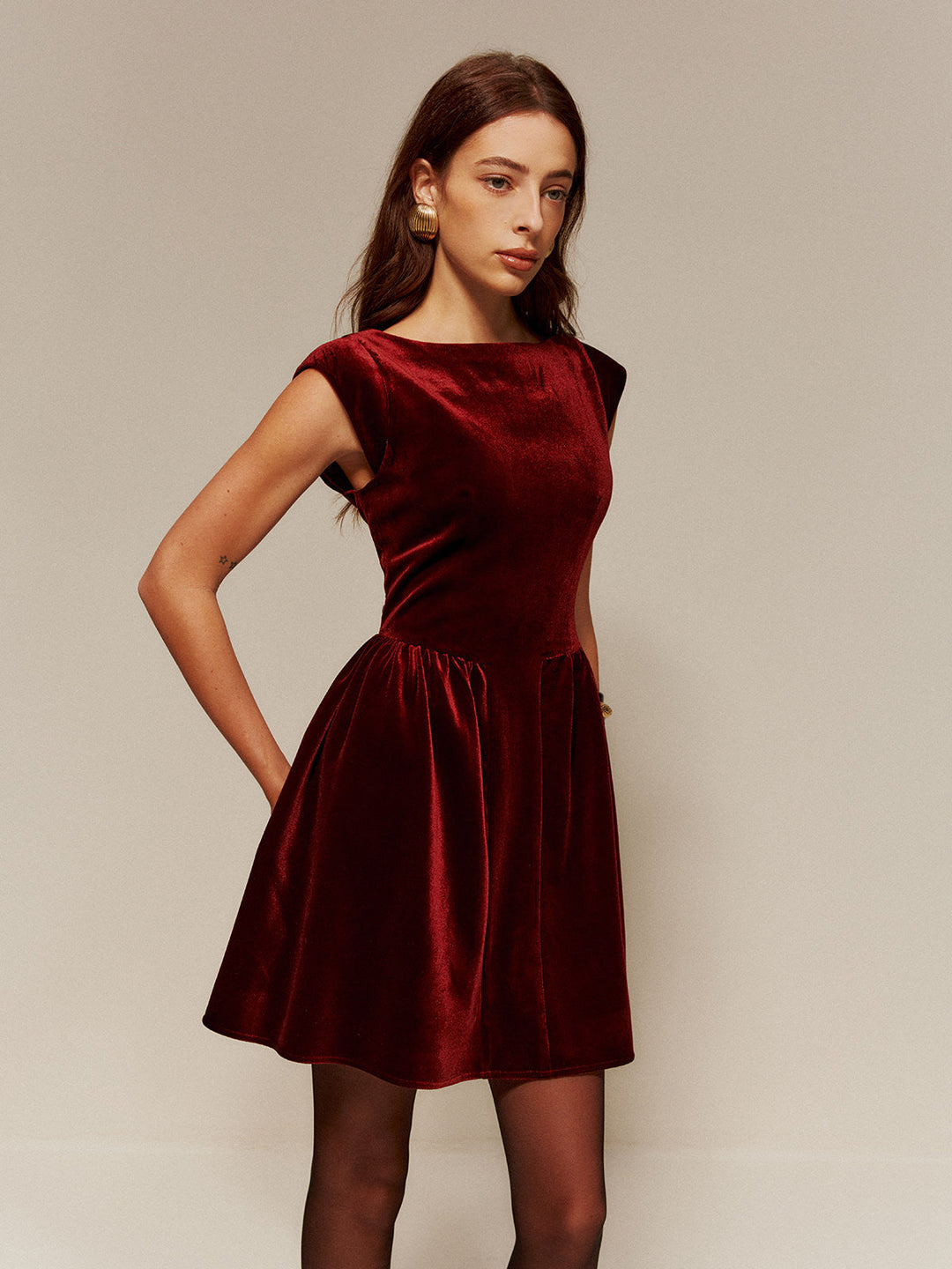 Velvet Pleated Tank Short Dress  Liora Lane Boutique Dresses Burgundy / XL 49.00