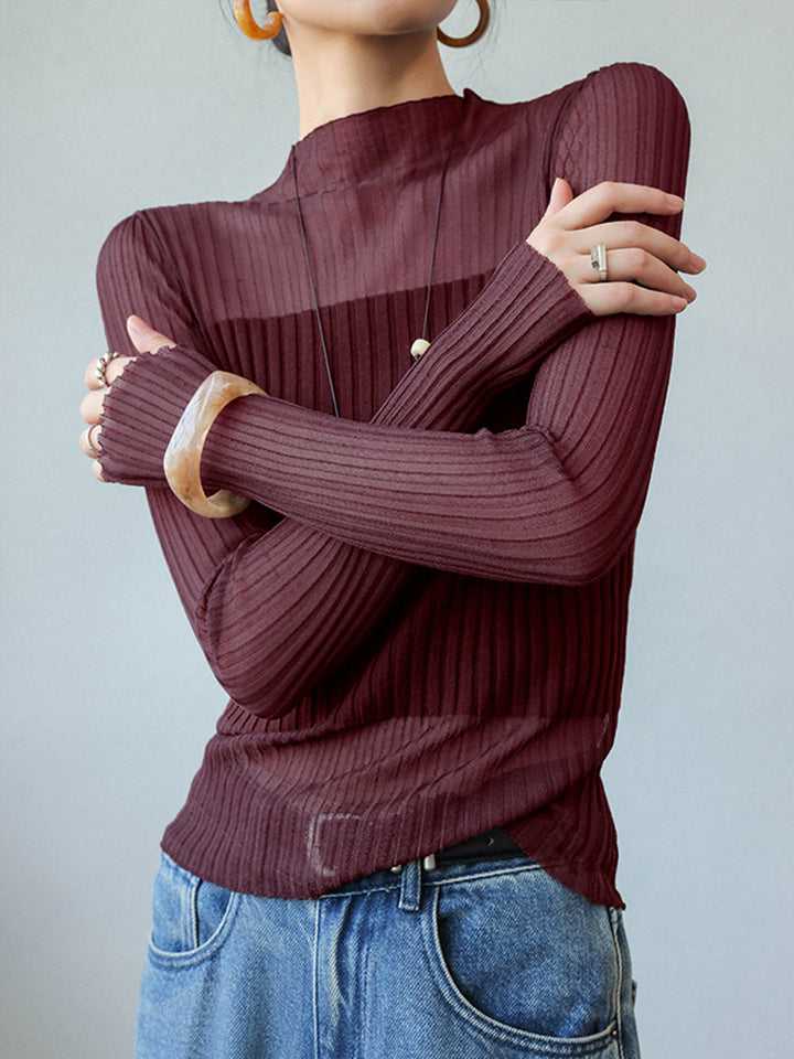 Sheer Panel Slim Sweater  Liora Lane Boutique Sweaters