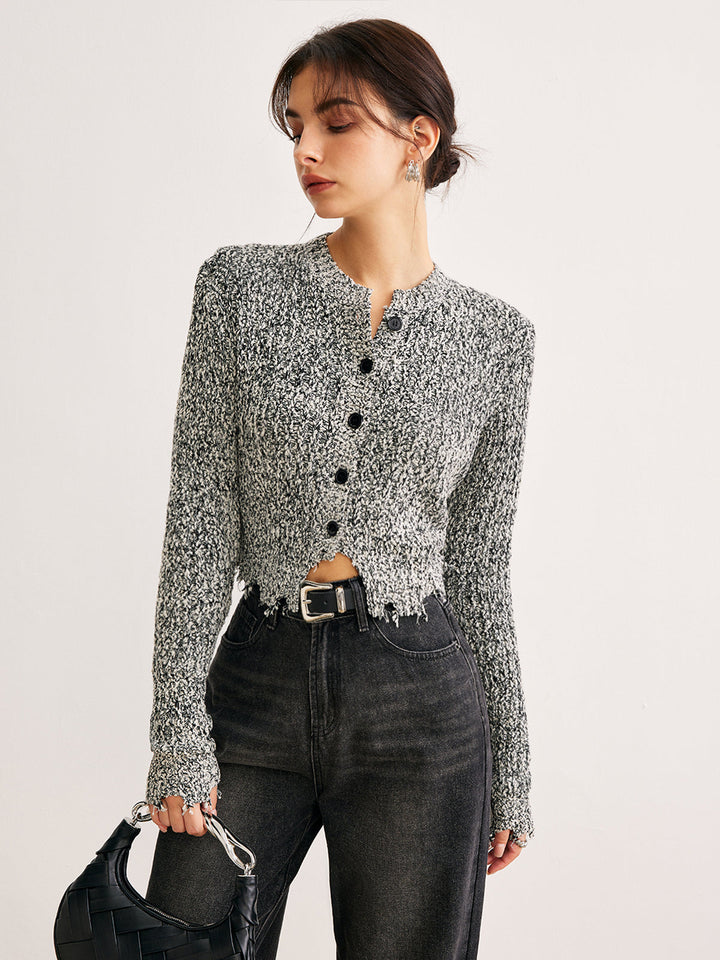 Raw Hem Button Slim Knit Top  Liora Lane Boutique Knit Tops