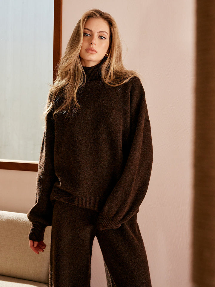 Basic Mock Neck Shift Sweater  Liora Lane Boutique Sweaters Dark Brown / XL 49.00