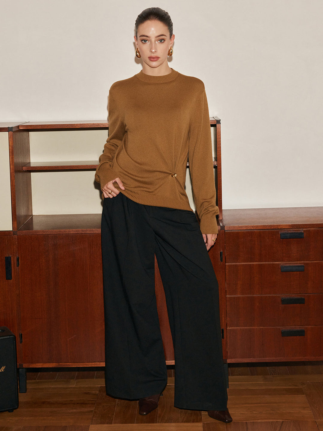 Wool-Blend Metal Knotted Sweater  Liora Lane Boutique Sweaters