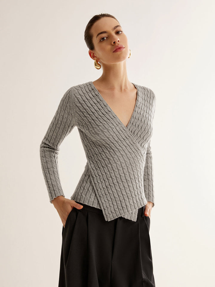 V-Neck Criss Cross Knit Top  Liora Lane Boutique Knit Tops