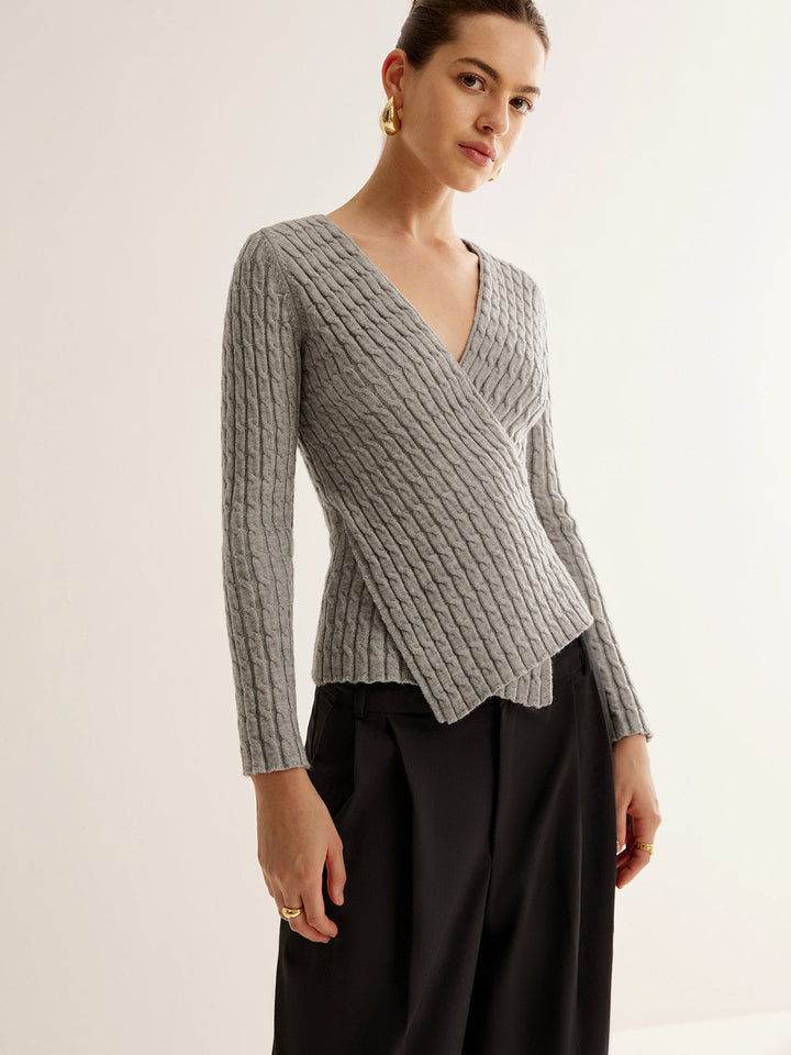 V-Neck Criss Cross Knit Top  Liora Lane Boutique Knit Tops