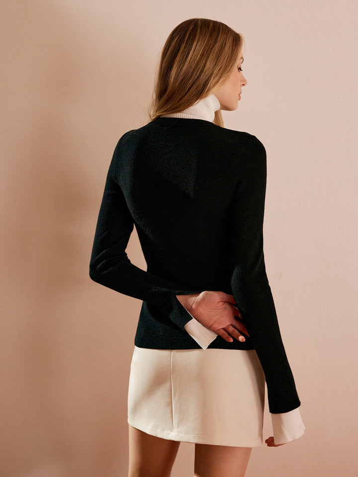 Color Block Turtleneck Knit Top  Liora Lane Boutique Knit Tops