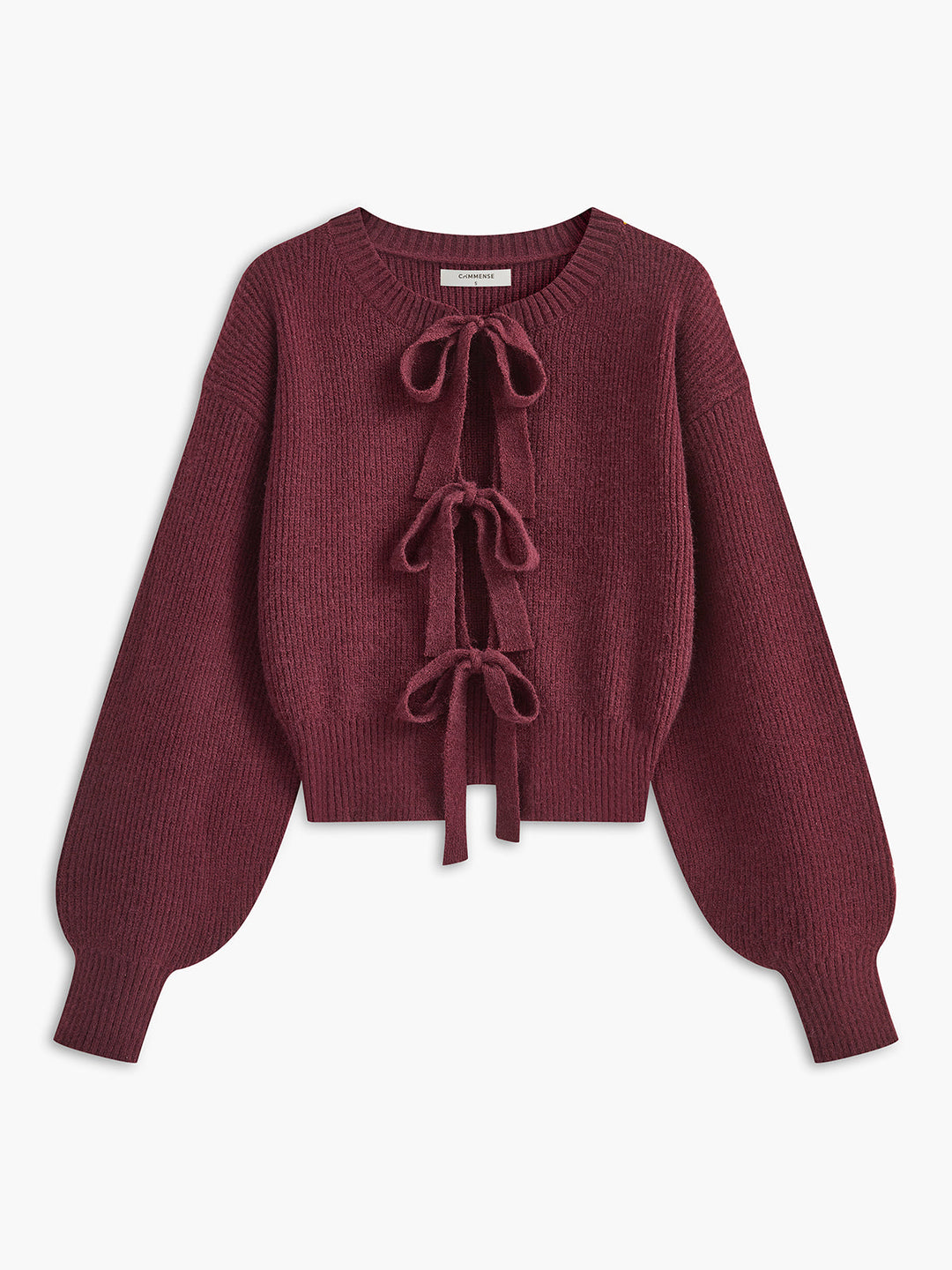 Lace Up Bow Cardigan  Liora Lane Boutique Cardigans Burgundy / XL 44.00