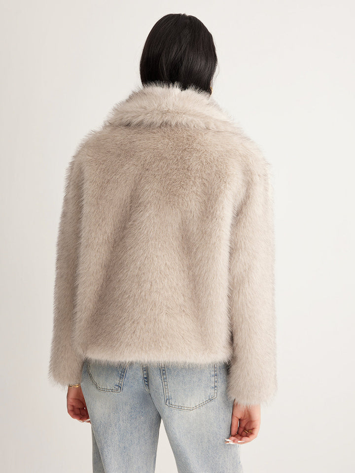 Faux Fur Button Wool Coat  Liora Lane Boutique Women Faux Fur Coats