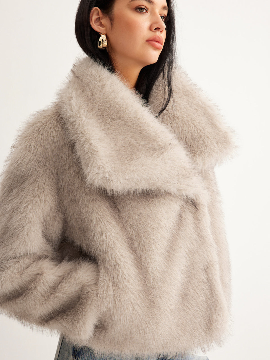 Faux Fur Button Wool Coat  Liora Lane Boutique Women Faux Fur Coats
