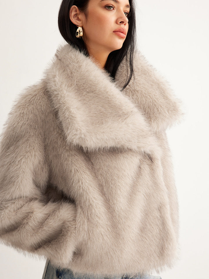 Faux Fur Button Wool Coat  Liora Lane Boutique Women Faux Fur Coats