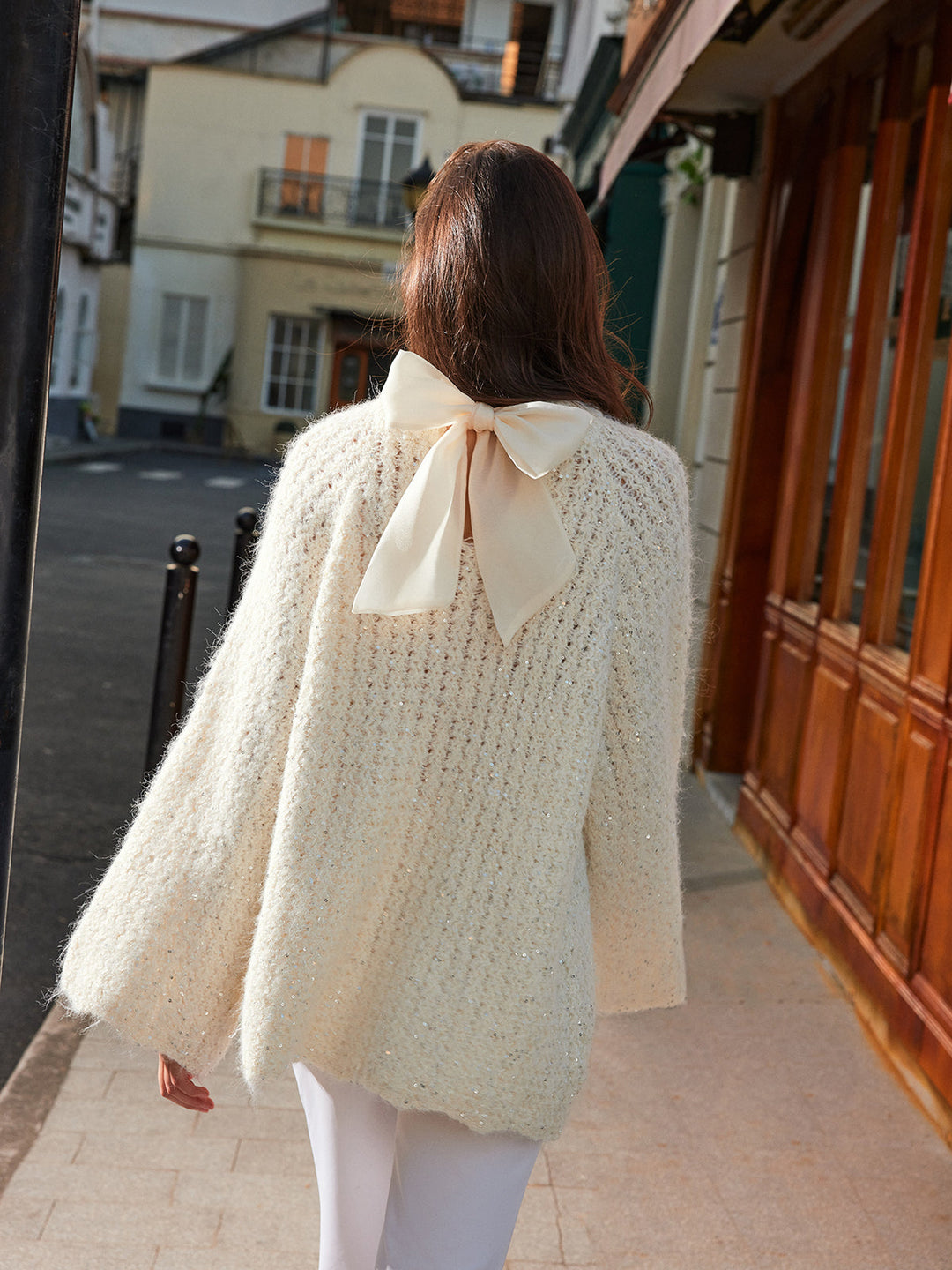 Bow-Decor Purl Shift Sweater  Liora Lane Boutique Sweaters