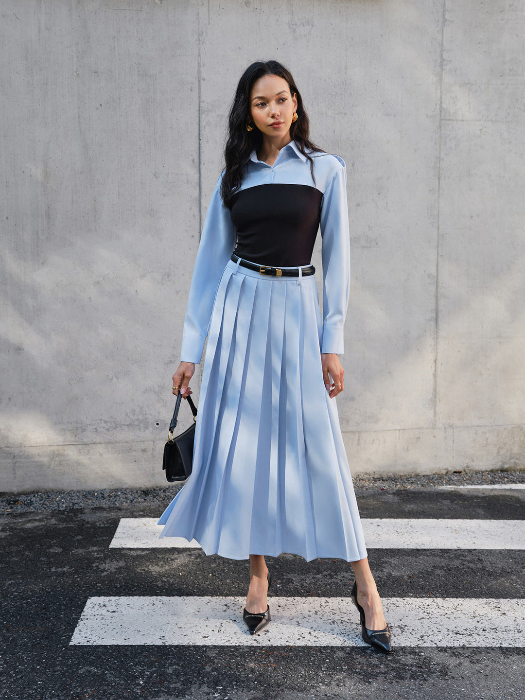 Minimalist Pleated Skirt Without Belt  Liora Lane Boutique Skirts