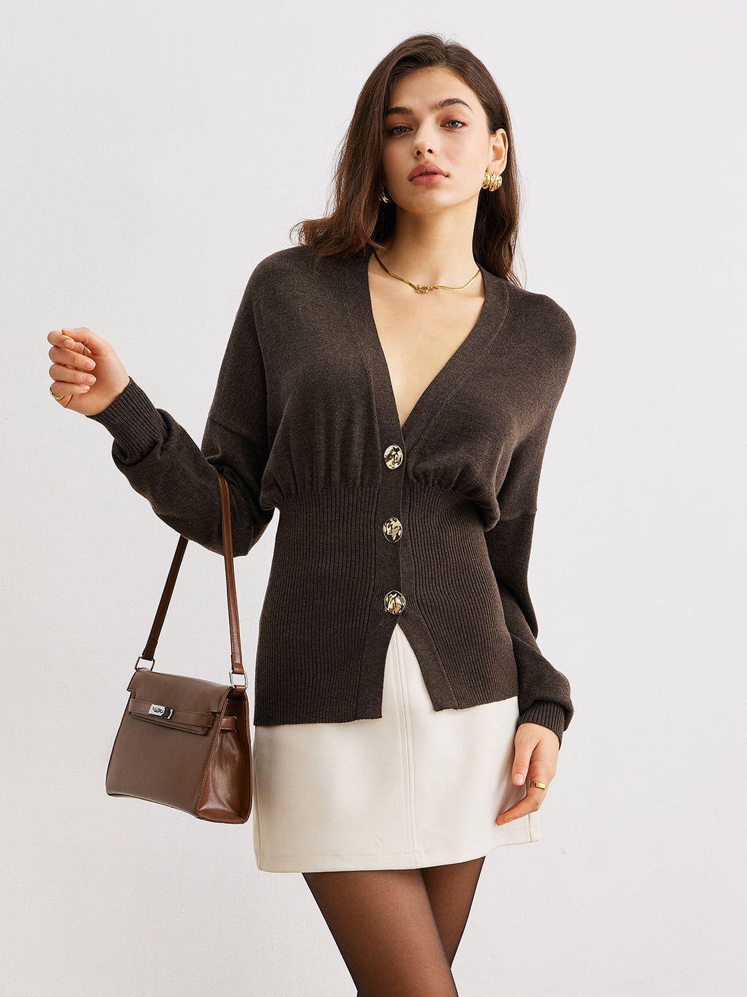 Wool-Blend Cinched Button Knit Outerwear  Liora Lane Boutique Knit Outerwear