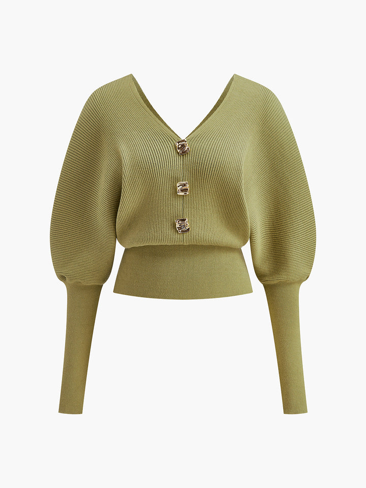 Leg-Of-Mutton Sleeve Cinched Sweater  Liora Lane Boutique Sweaters