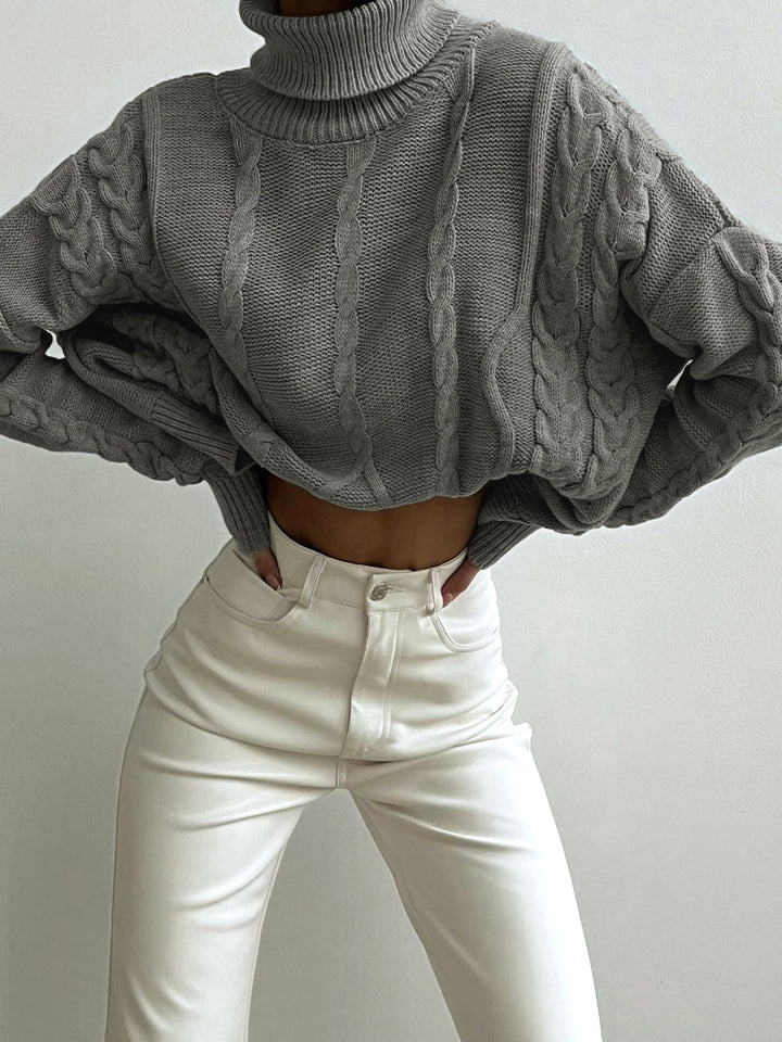 Cable Knit Turtleneck Oversized Sweater  Liora Lane Boutique Sweaters