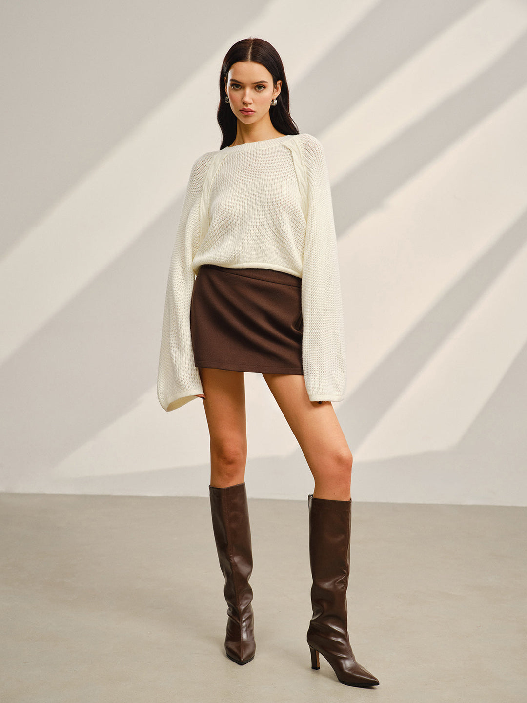 Satin-Bow Bell Sleeve Short Sweater  Liora Lane Boutique Sweaters