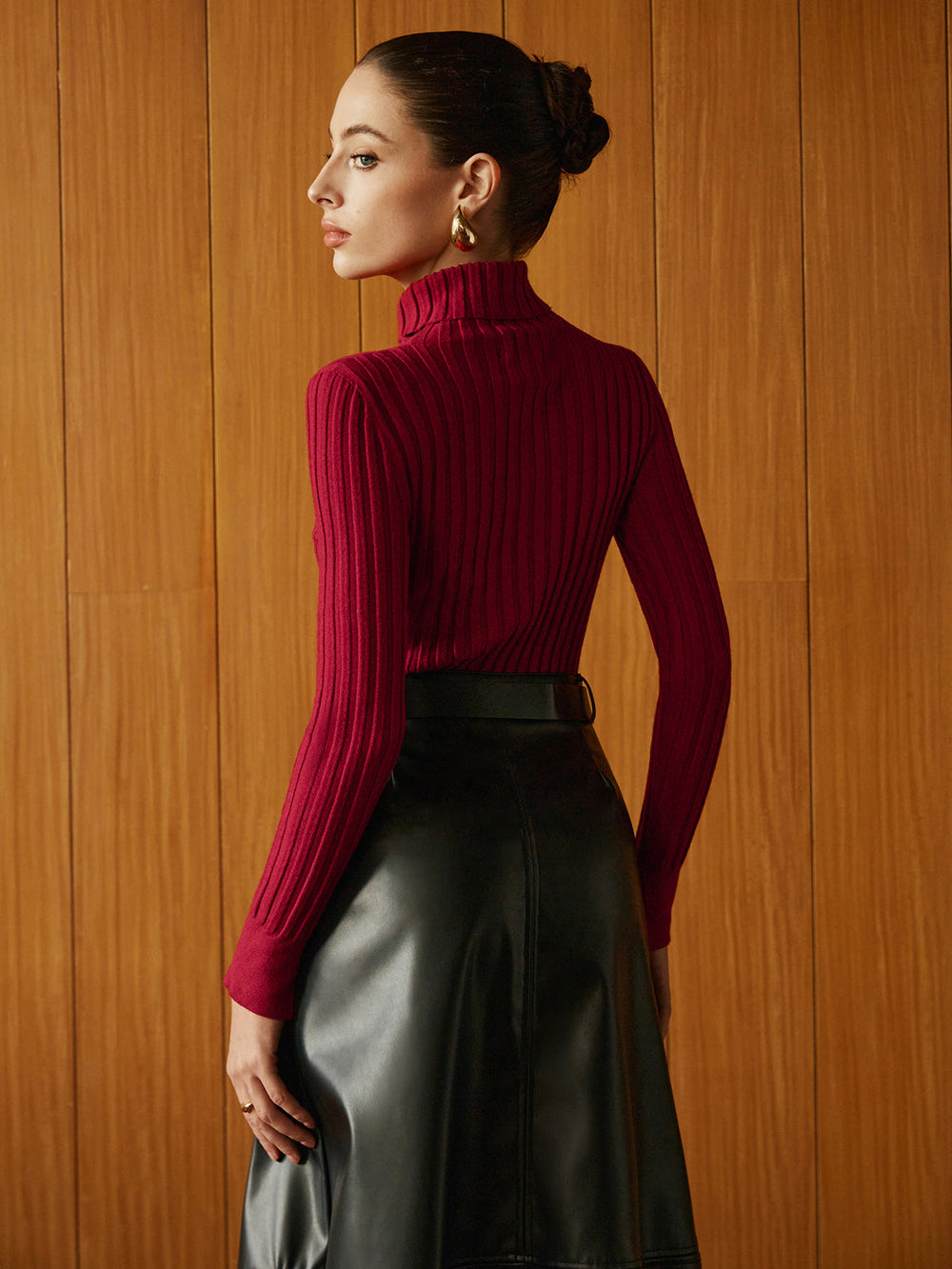 Turtleneck Ribbed Slim Sweater  Liora Lane Boutique Sweaters