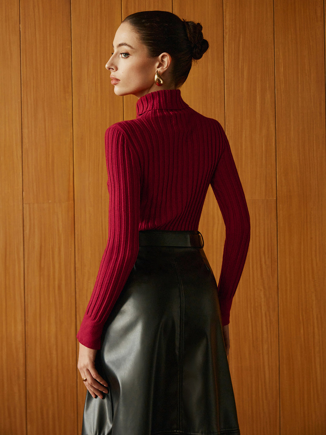 Turtleneck Ribbed Slim Sweater  Liora Lane Boutique Sweaters