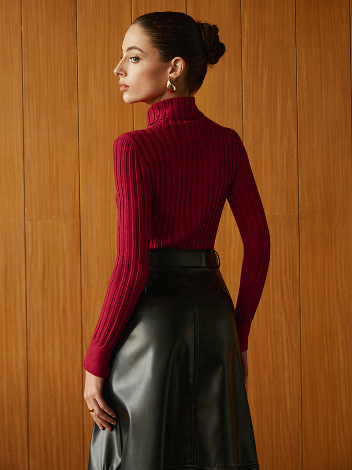 Turtleneck Ribbed Slim Sweater  Liora Lane Boutique Sweaters