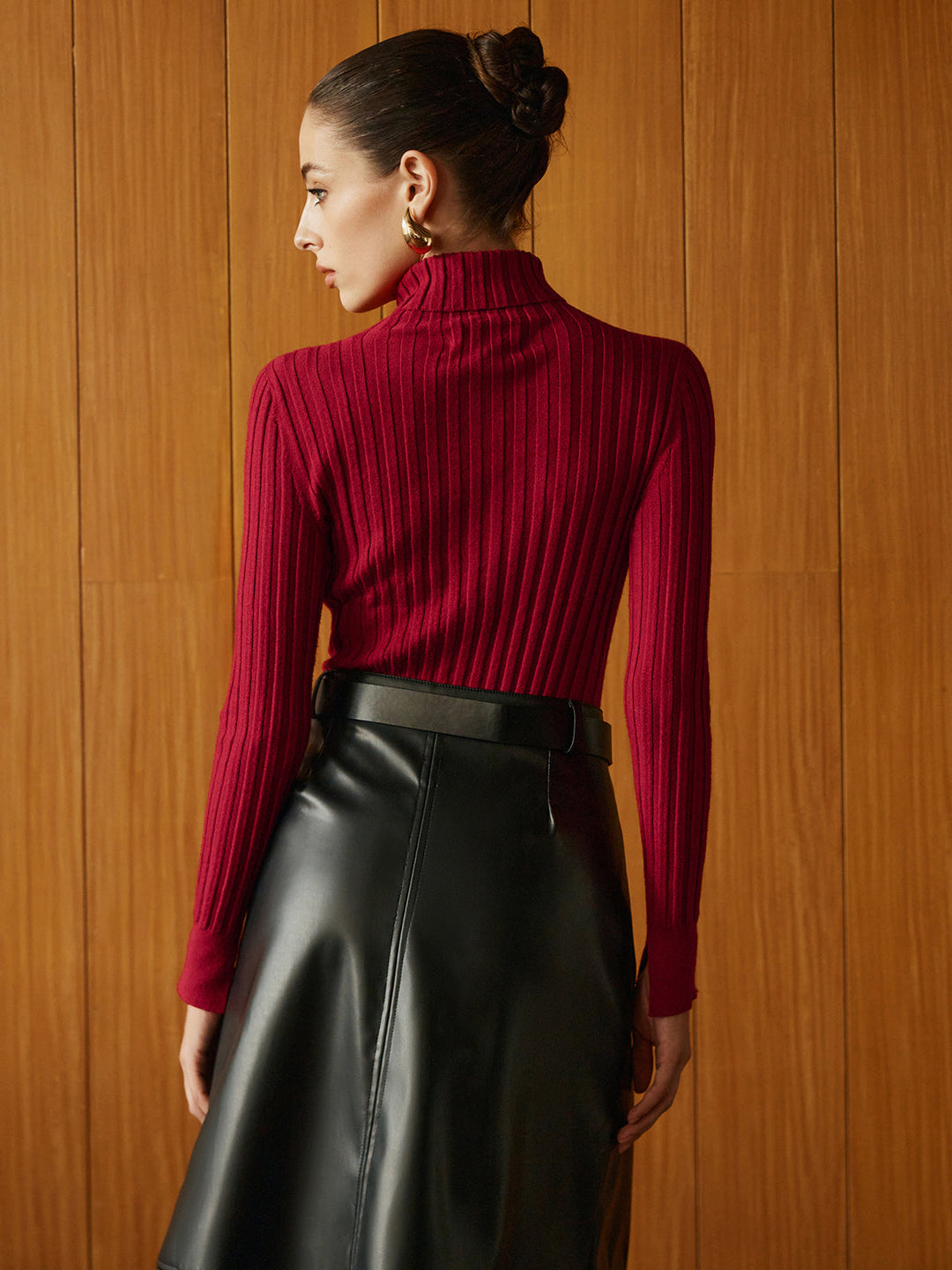 Turtleneck Ribbed Slim Sweater  Liora Lane Boutique Sweaters