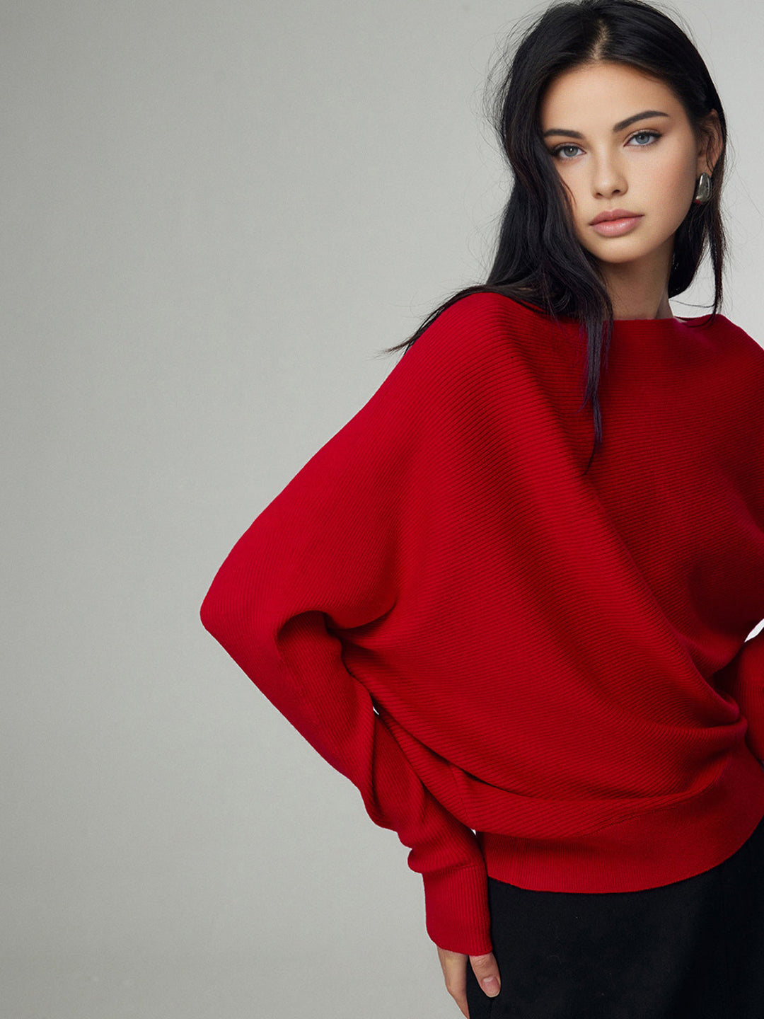 Wool-Blend Straight Neck Knit Top  Liora Lane Boutique Knit Tops