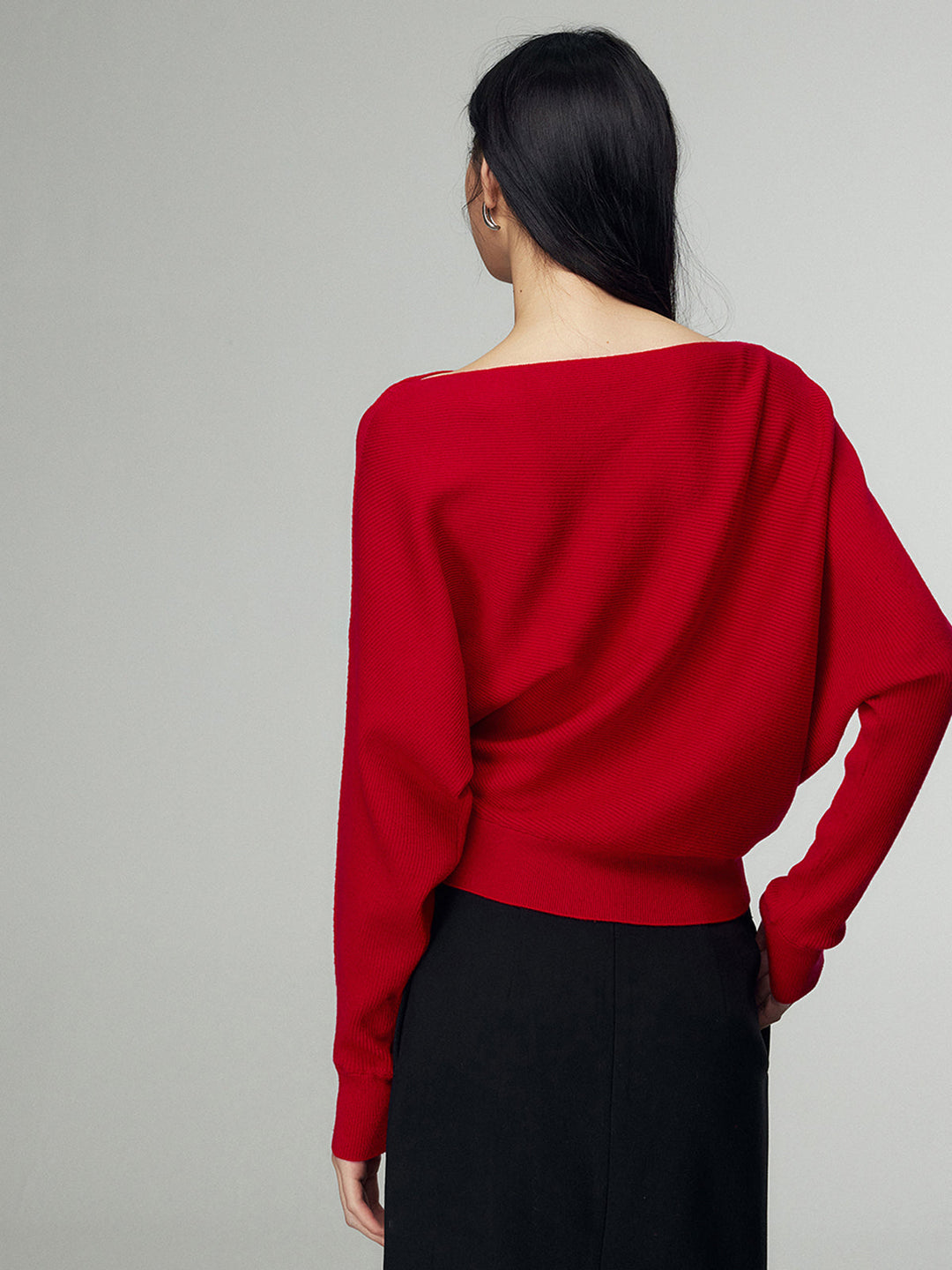 Wool-Blend Straight Neck Knit Top  Liora Lane Boutique Knit Tops