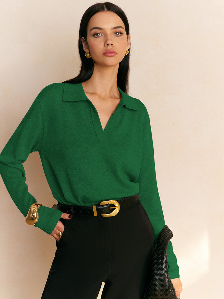 Leisure Collared Pullover Sweater  Liora Lane Boutique Sweaters Green / XL 44.00