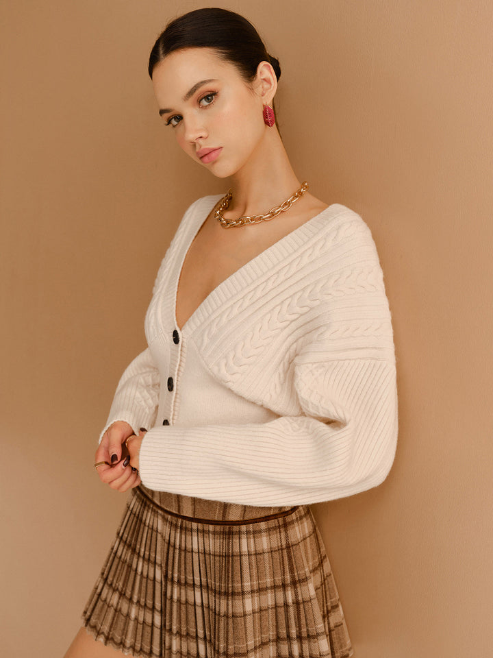 V-Neck Cinched Waist Twist Button Cardigan  Liora Lane Boutique Cardigans