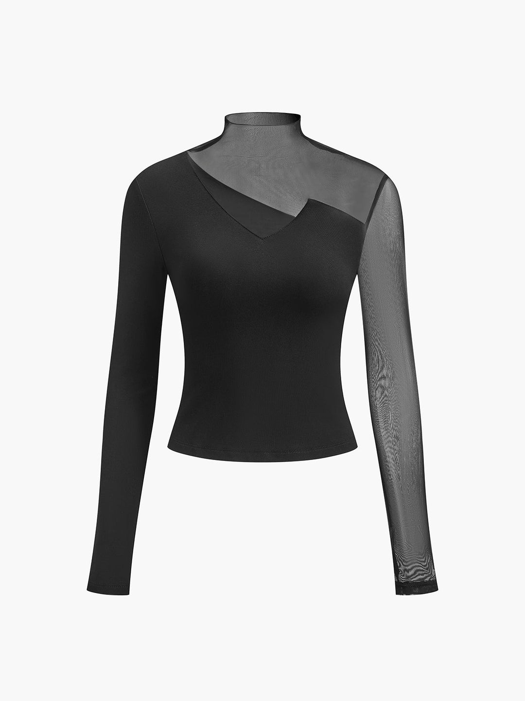 Asymmetrical Sheer Mesh Panel T-Shirt  Liora Lane Boutique T-Shirts