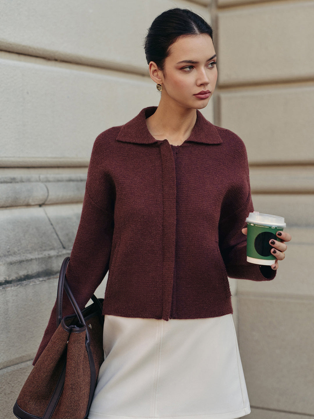 Plain Zipper Polo Cardigan  Liora Lane Boutique Cardigans