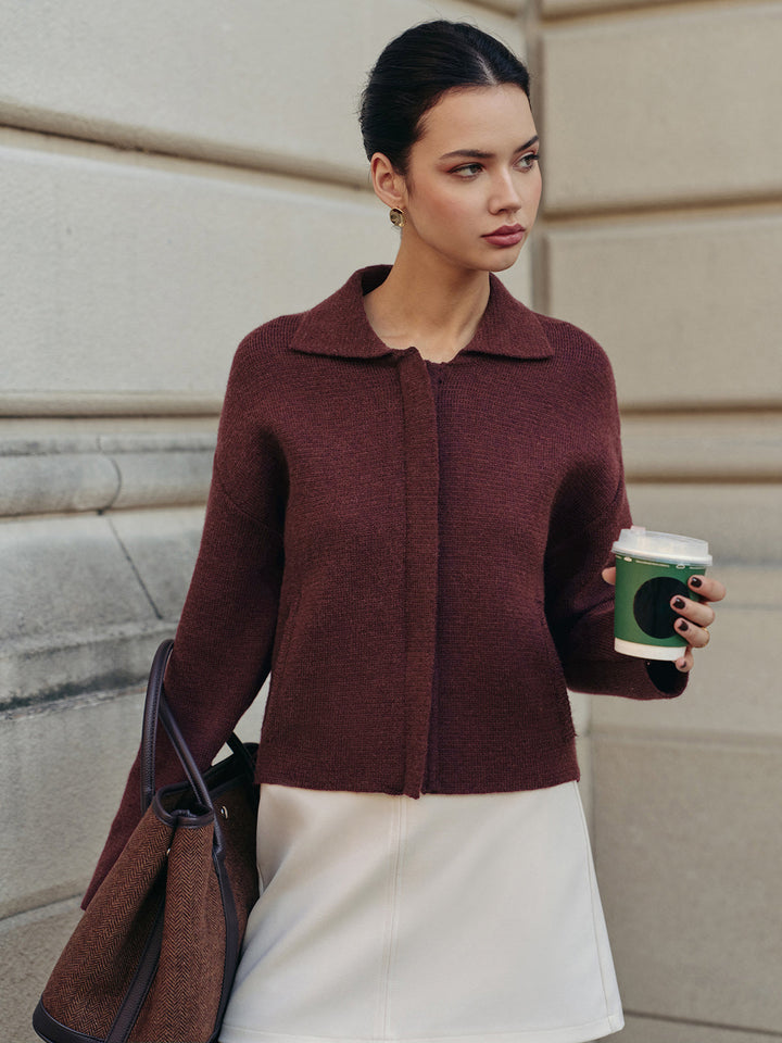 Plain Zipper Polo Cardigan  Liora Lane Boutique Cardigans